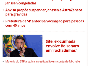 Repercussão do caso das rachadinhas no destaque da home da Globo.com - Reprodução - Reprodução