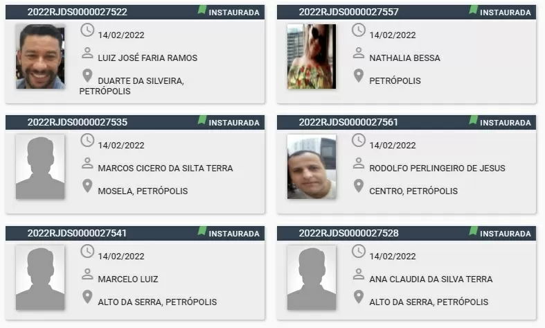 Sistema de desaparecidos PLID, do MPRJ, já exibe 35 cadastros de vítimas das chuvas em Petrópolis - MPRJ/divulgação