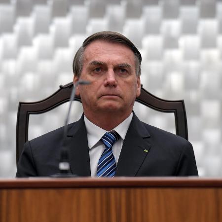 6.dez.2022 - O presidente Jair Bolsonaro durante cerimônia de posse de novos ministros do STJ - Lucas Pricken/STJ