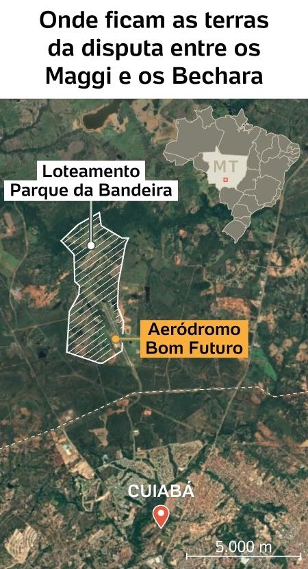 Onde ficam as terras da disputa entre os Maggi e os Bechara - mob Onde ficam as terras da disputa entre os Maggi e os Bechara - mob