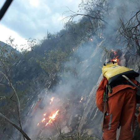 Bombeiros extinguem incêndio na Chapada Diamantina, na região central da Bahia - Divulgação/Corpo de Bombeiros Militar da Bahia