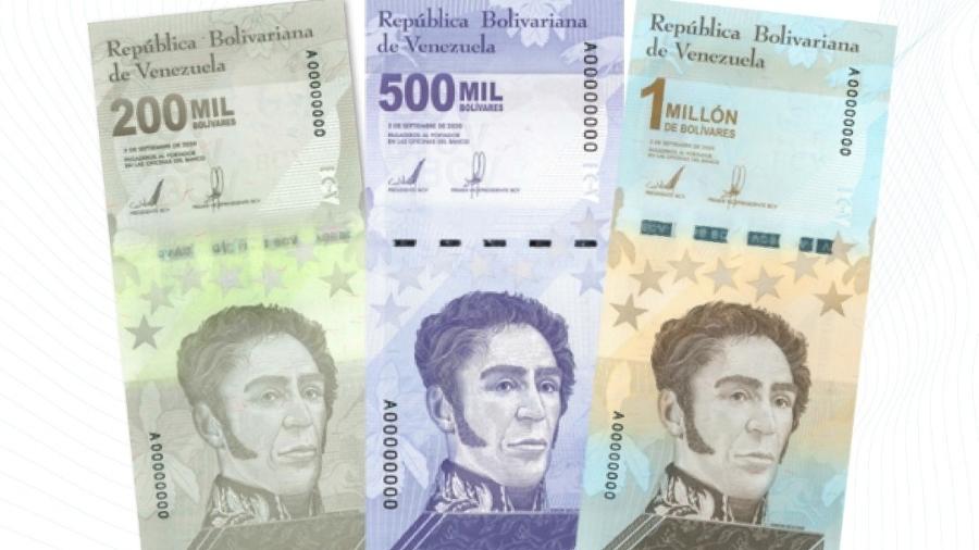 8.mar.2021 - Novas notas de 200 mil, 500 mil e 1 milhão de bolívares começam a circular na Venezuela - Divulgação/Banco Central da Venezuela