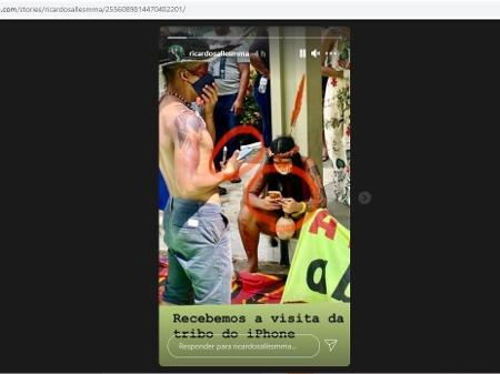 Ministro Ricardo Salles (Meio Ambiente) postou, em rede social, mensagem ofensiva a indígenas que usam telefone celular - Reprodução/redes sociais