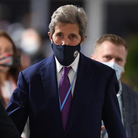2.nov.2021 - O enviado dos Estados Unidos para questões climáticas, John Kerry, na COP26 - Daniel Leal-Olivas/AFP