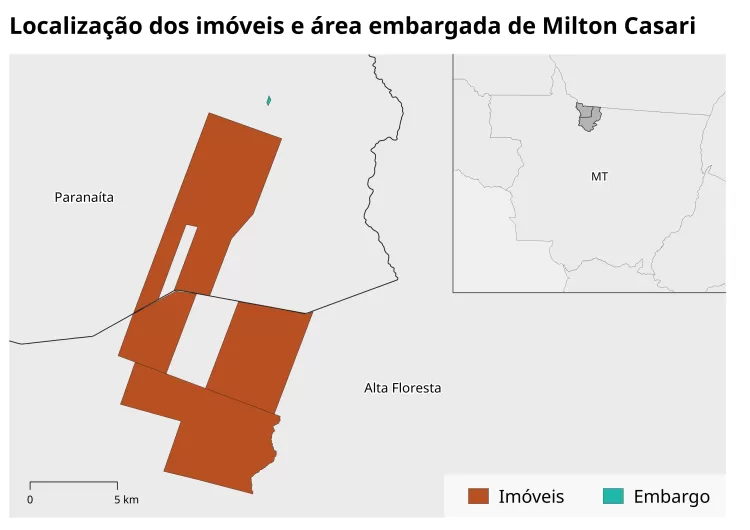 Embargo está no nome de Casari, mas distante 1,5 km de sua fazenda - Pedro Papini/Repórter Brasil - Pedro Papini/Repórter Brasil