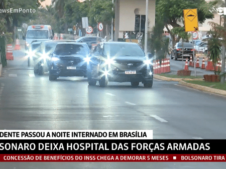 29.mar.22 - Presidente Jair Bolsonaro (PL) deixa Hospital das Forças Armadas na manhã de hoje - Reprodução