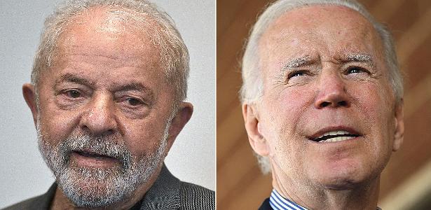 O presidente Luiz Inácio Lula da Silva (PT) e o presidente dos EUA, Joe Biden