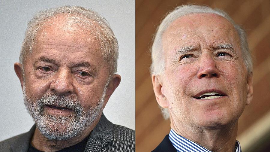O presidente eleito Luiz Inácio Lula da Silva (PT) e o presidente dos EUA Joe Biden se encontram nesta sexta (10) - Carl de Souza e Mandel Ngan/AFP