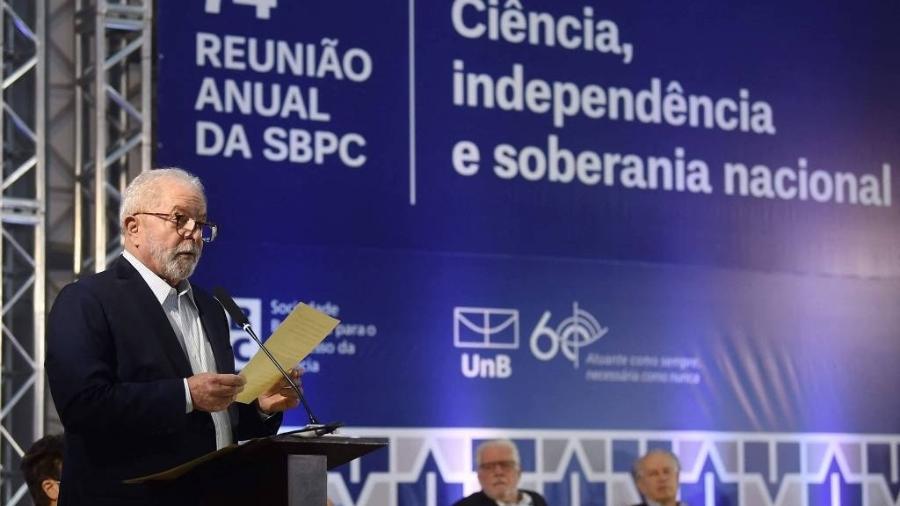 Lula durante a SBPC de 2022, em Brasília