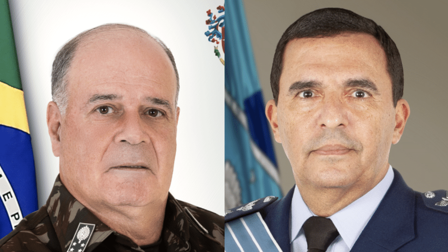 À esquerda, ex-comandante do Exército, Marco Antônio Freire Gomes; à direita, ex-comandante da Aeronáutica, Carlos Baptista Júnior