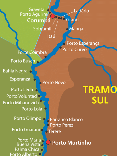 Tramo sul da hidrovia do rio Paraguai