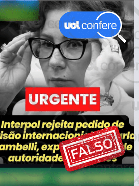 9.jun.2025 - Nome de Carla Zambelli está na lista vermelha da Interpol 9.jun.2025 - Nome de Carla Zambelli está na lista vermelha da Interpol