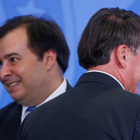 Presidente da Câmara dos Deputados, Rodrigo Maia, e presidente Jair Bolsonaro no Palácio do Planalto - 