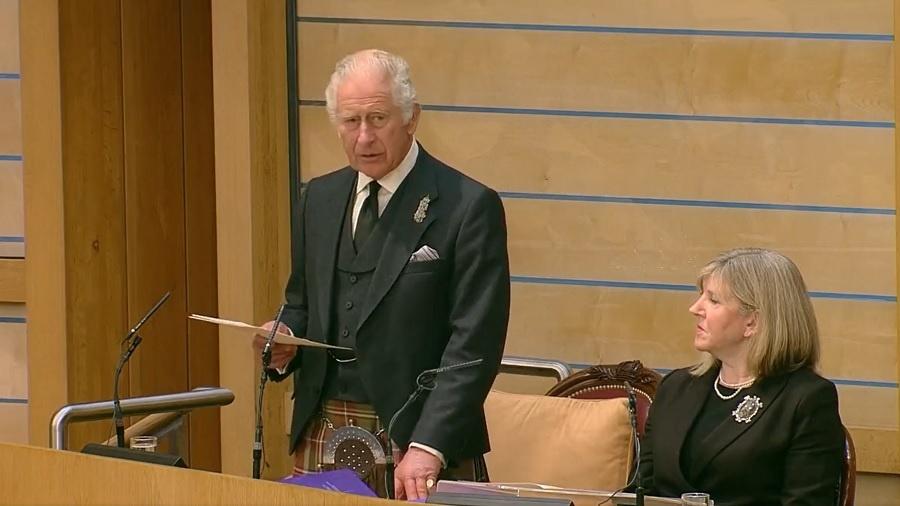 Rei Charles 3º discursou no Parlamento da Escócia - Reprodução/Twitter/The Royal Family