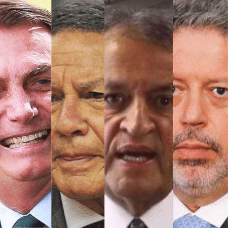 Jair Bolsonaro, Hamilton Mourão, Valdemar Costa Neto e Arthur Lira - Divulgação e reprodução de vídeo