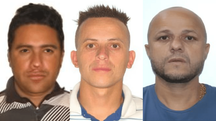 Da esquerda para a direita: vigilante de carro-forte Vanderson Quintino de Sena, de 37 anos; e os irmãos Fleques (Pequeno) e Delvane Pereira Lacerda (Pantera)