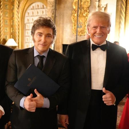 O presidente da Argentina, Javier Milei, se reúne com o presidente eleito dos EUA, Donald Trump