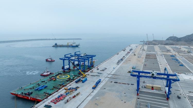 Vista aérea do porto de Chancay Vista aérea do porto de Chancay