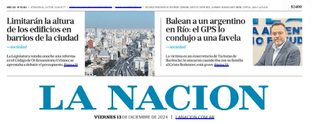 "Balearam um argentino no Rio: GPS o conduziu a uma favela", informa a capa do jornal La Nacion