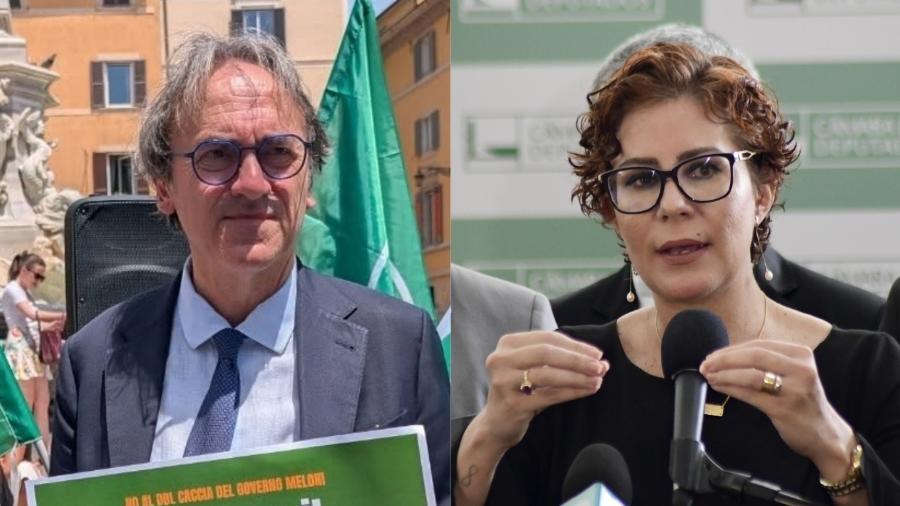 O deputado italiano Angelo Bonelli (à esq.) e a deputada brasileira Carla Zambelli (à dir.) O deputado italiano Angelo Bonelli (à esq.) e a deputada brasileira Carla Zambelli (à dir.)