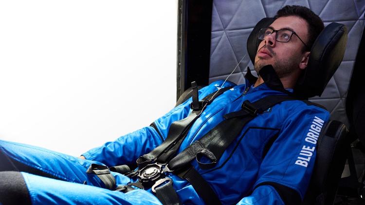 Victor Hespanha durante simulação de voo organizada pela Blue Origin antes do lançamento oficial - Felix Kunze/Blue Origin - Felix Kunze/Blue Origin