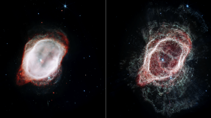 Telescópio Espacial James Webb oferece visões diferentes da Nebulosa do Anel Austral - NASA, ESA, CSA e O. De Marco (Macquarie University). Processamento de imagem: J. DePasquale (STScI)