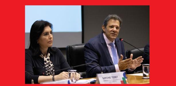 Tebet e Haddad na apresentação do plano fiscal