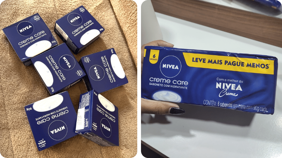 Sabonete em barra da Nivea vem em pacotes de uma ou seis unidades Sabonete em barra da Nivea vem em pacotes de uma ou seis unidades