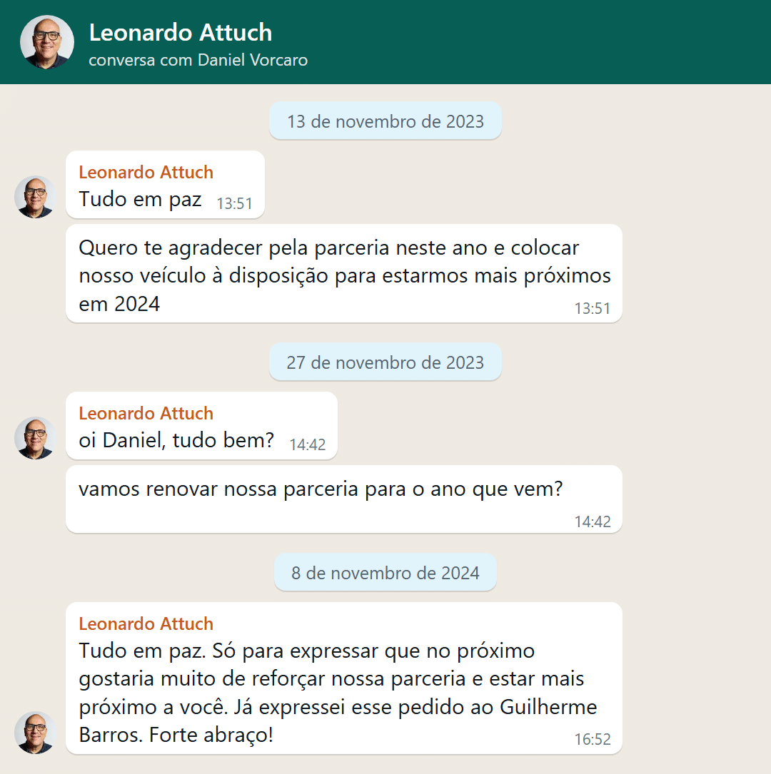 Conversa entre Daniel Vorcaro e Leonardo Attuch sobre pareceria com o Brasil 247 - undefined