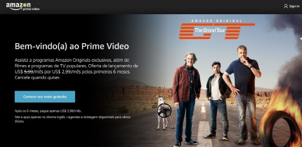 Tela inicial da Amazon Prime Video - Reprodução - Reprodução
