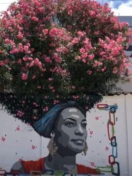 Grafite com imagem de Marielle Franco viraliza pelas redes sociais - Reprodução/Instagram