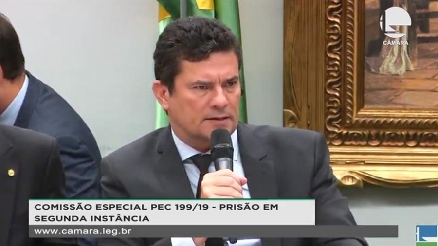 Ministro Sérgio Moro participa de audiência na Câmara e fala sobre a prisão após condenação em segunda instância - Reprodução/TV Câmara