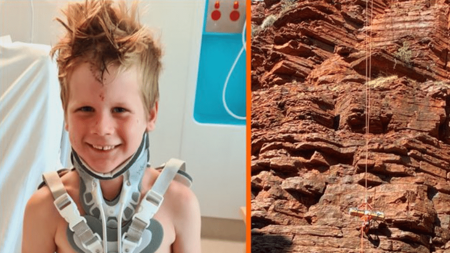 Garoto de 7 anos sobrevive a queda de oito metros em penhasco, na Austrália - Reprodução/Tom Price Police