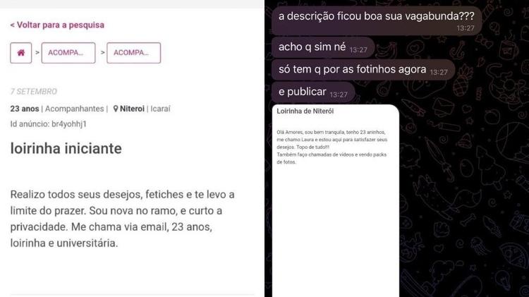 Suspeito chegou a divulgar número da jovem em site de prostituição; segundo a vítima, ela precisou bloquear vários números após abordagens - Arquivo pessoal - Arquivo pessoal