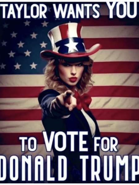 Trump posta imagem gerada por IA com falso apoio de Taylor Swift