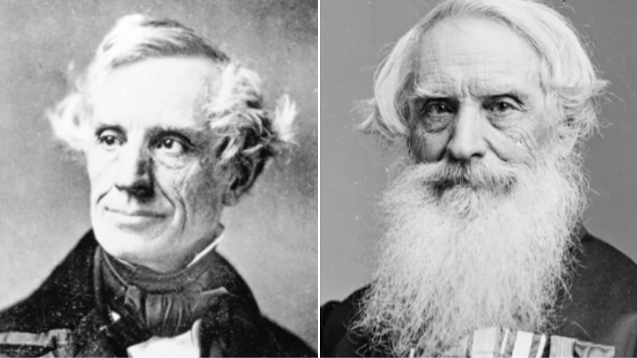 Samuel Morse, criador do código, em duas fases da vida; ele desenvolveu o sistema após morte da esposa Samuel Morse, criador do código, em duas fases da vida; ele desenvolveu o sistema após morte da esposa