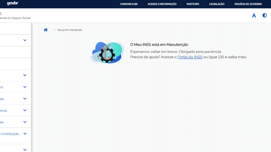 Meu INSS apresenta instabilidade na manhã de hoje: "Em manutenção", diz aviso Meu INSS apresenta instabilidade na manhã de hoje: "Em manutenção", diz aviso