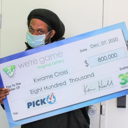 O vencedor da loteria Kwame Cross, que ganhou R$ 4 milhões - Divulgação/Virginia Lottery