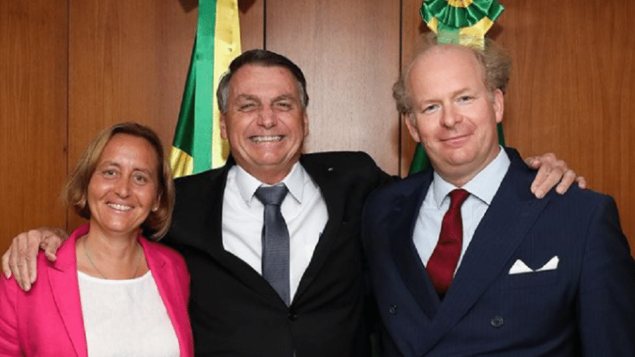 Beatrix von Storch e o marido em encontro com Bolsonaro no Palácio do Planalto, em julho - Reprodução/Instagram