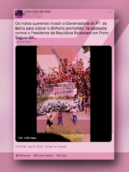 5.mai.2022 - Protesto de indígenas na Bahia era por melhoria na educação e não por verba para ato contra Bolsonaro - Projeto Comprova