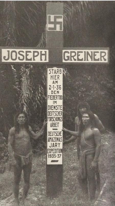 Nazi-Kreuz gepflanzt 1930 in Amapá - Reproduktion/Buch Rätsel der Urwaldhölle - Reproduktion/Buch Rätsel der Urwaldhölle
