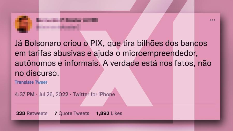01.ago.2022 - É enganoso tuíte afirmando que o presidente Jair Bolsonaro (PL) criou o Pix. - Projeto Comprova