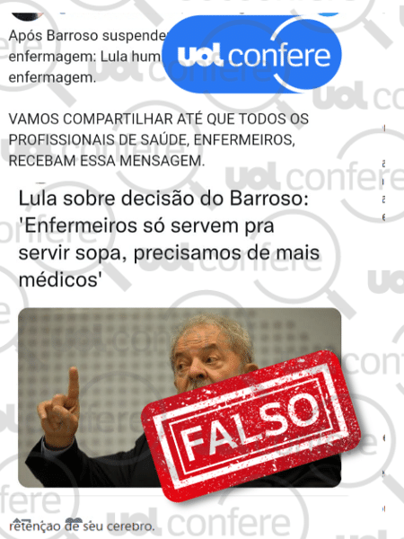 05.set.2022 - Imagens que dizem que Lula "humilhou enfermeiros" são falsas - Arte/UOL sobre Reprodução Twitter