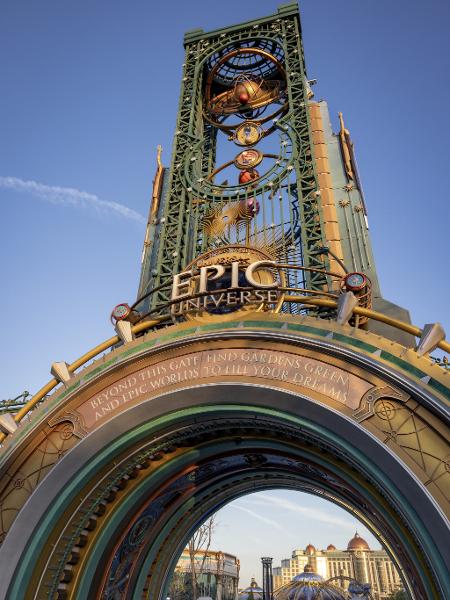 Entrada do Epic Universe, que será inaugurado no dia 22 de maio Entrada do Epic Universe, que será inaugurado no dia 22 de maio