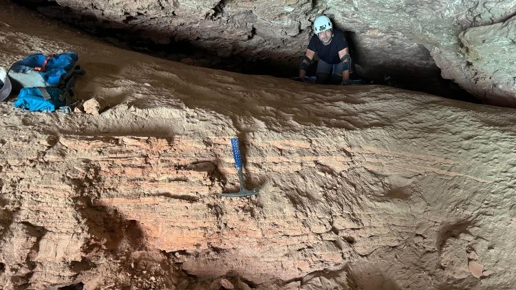 Sedimentos do lago formado pela barragem no rio Colorado encontrados por pesquisadores no cânion Marble, no Grand Canyon