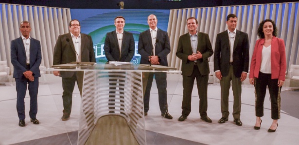 2.out.2018 - Os candidatos ao Governo do Rio de Janeiro durante debate do primeiro turno das Eleições 2018 