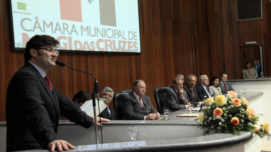 Duda Lima discursa na Câmara de Mogi (SP) após ser homenageado - Divulgação/Câmara de Mogi