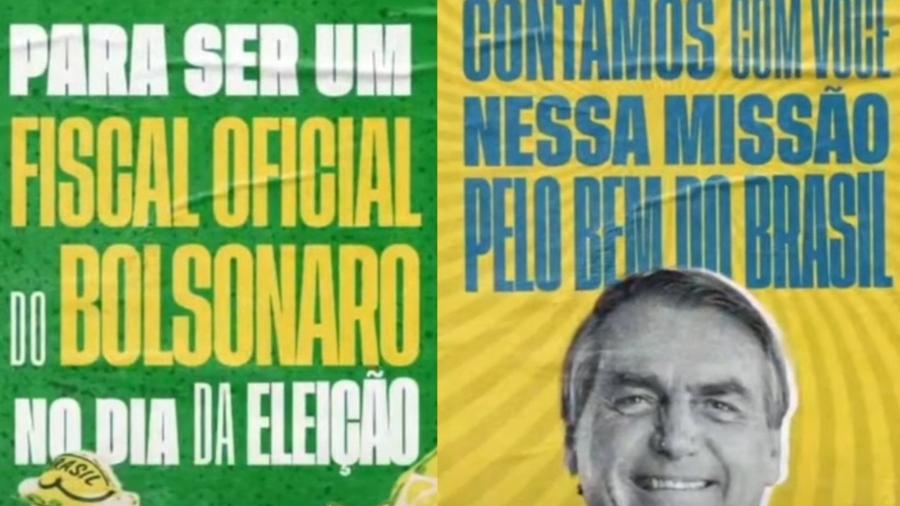 Prints da campanha "Fiscais do Bolsonaro", exibida em live do presidente - Reprodução