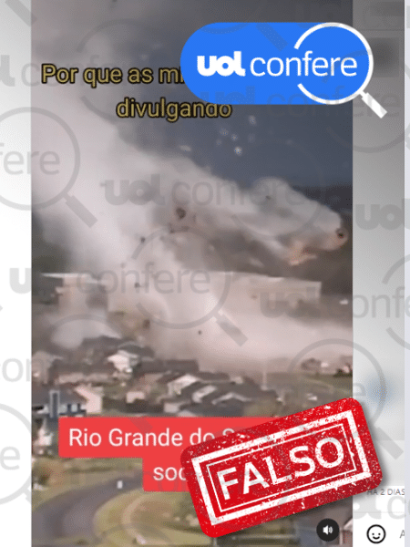 12.set.2023 - Vídeo usa compilado de imagens de tornados em outros países para afirmar falsamente que aconteceram no Rio Grande do Sul