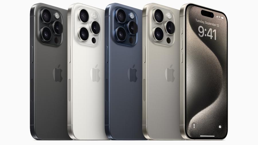 Linha de iPhone 15; novo produto deverá ser lançado em setembro - Divulgação/Apple